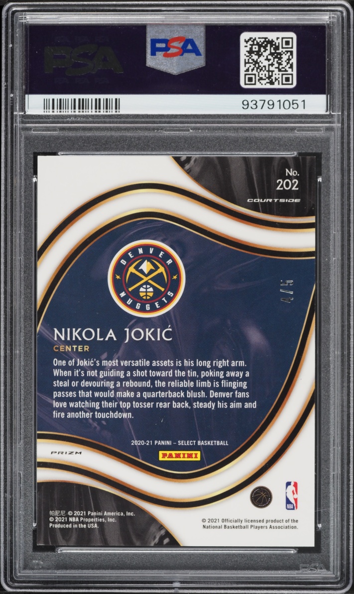 2020 Select Green Disco Prizm Nikola Jokic /5 #202 PSA 10 GEM MINT