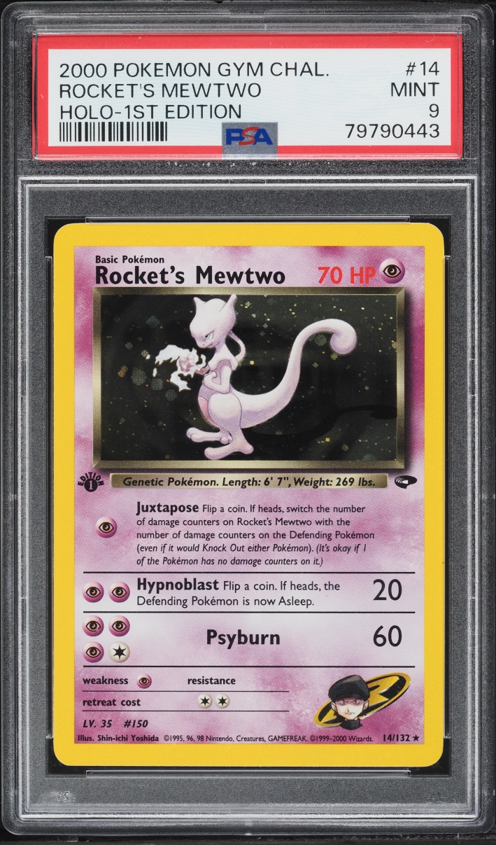 2000 Pokemon Gym Challenge 1st Edition Holo Rocket's Mewtwo #14 PSA 9 MINT