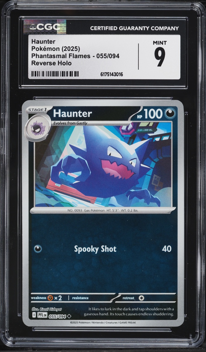 2025 Pokemon Mega Evolution Phantasmal Flames Reverse Holo Haunter #055 CGC 9 MINT