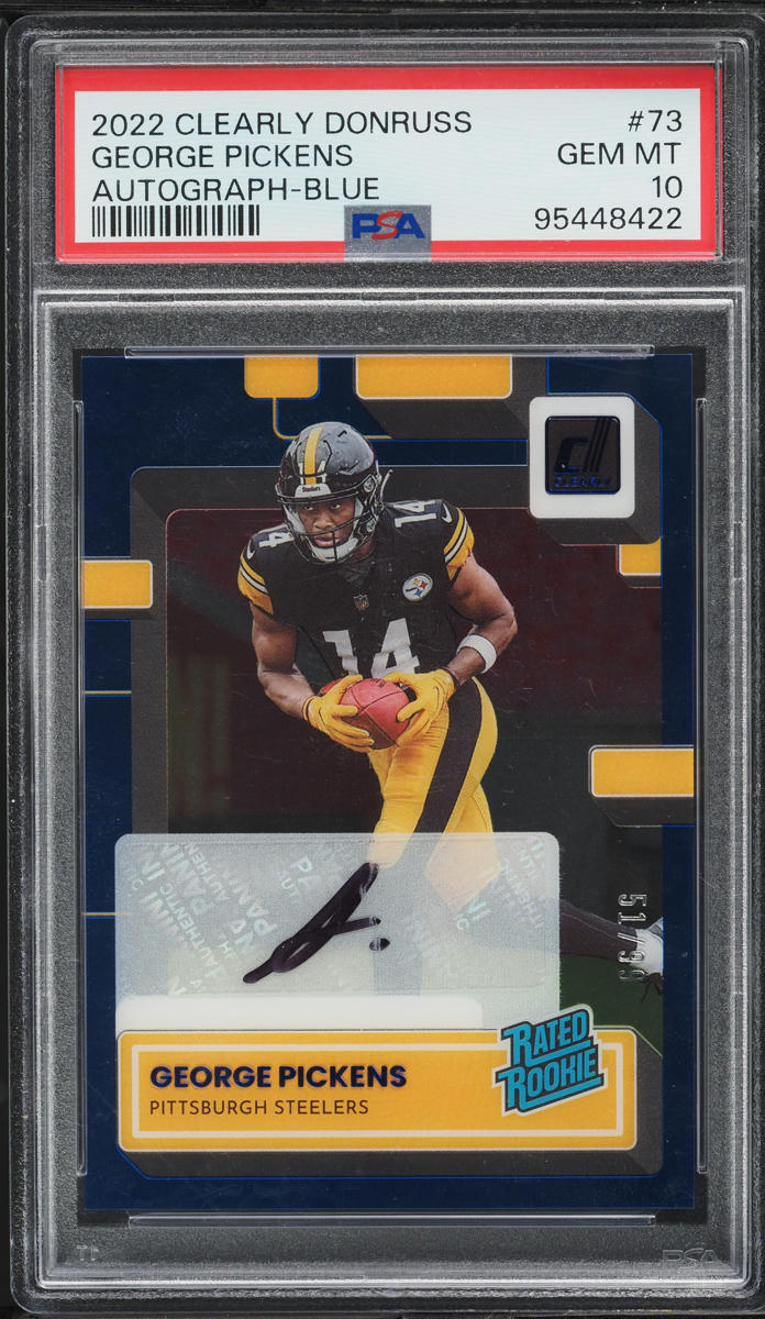 2022 Panini Clearly Donruss Blue George Pickens ROOKIE /99 #73 PSA 10 GEM MINT