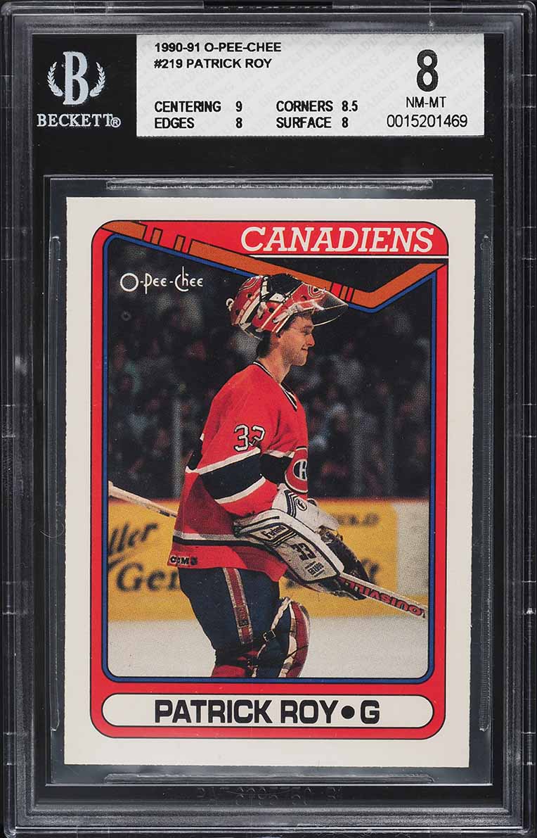 1990 O-Pee-Chee Hockey Patrick Roy #219 BGS 8 NM-MT