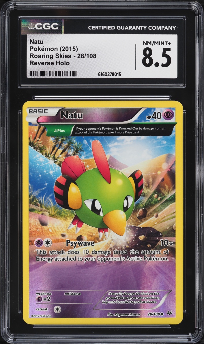 2015 Pokemon XY Roaring Skies Reverse Holo Natu #28 CGC 8.5 NM-MT+