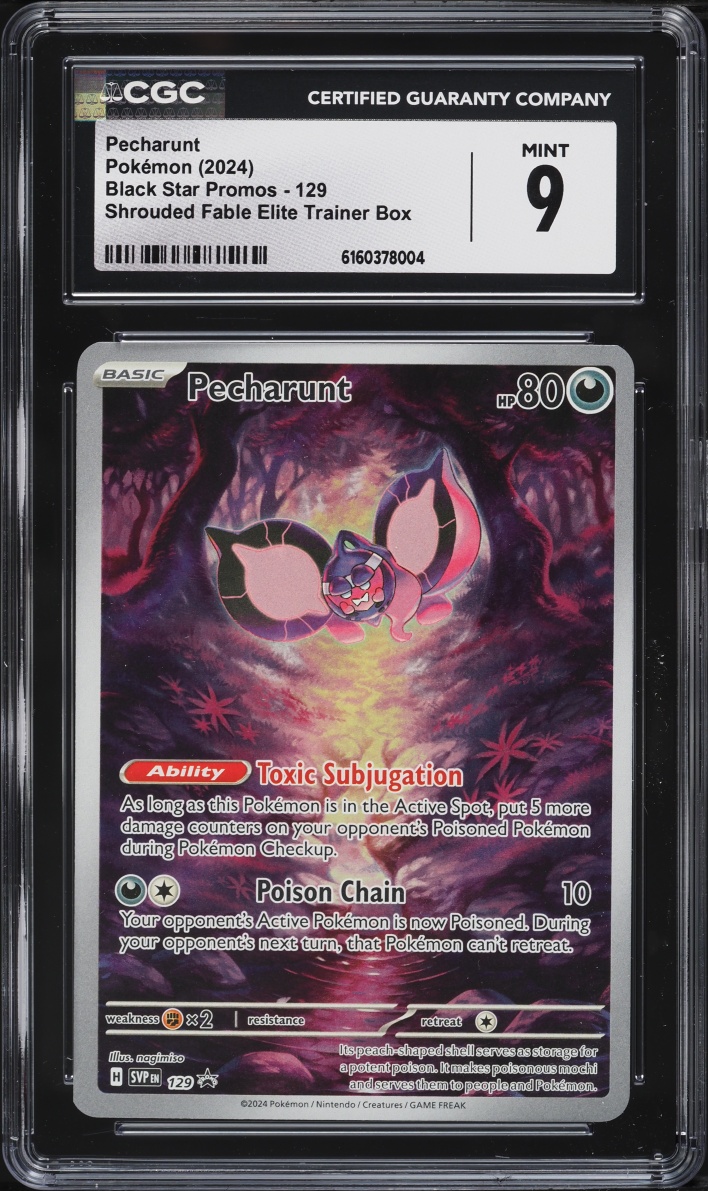 2024 Pokemon Scarlet & Violet Promo Shrouded Fable ETB Full Art Pecharunt #129 CGC 9 MINT