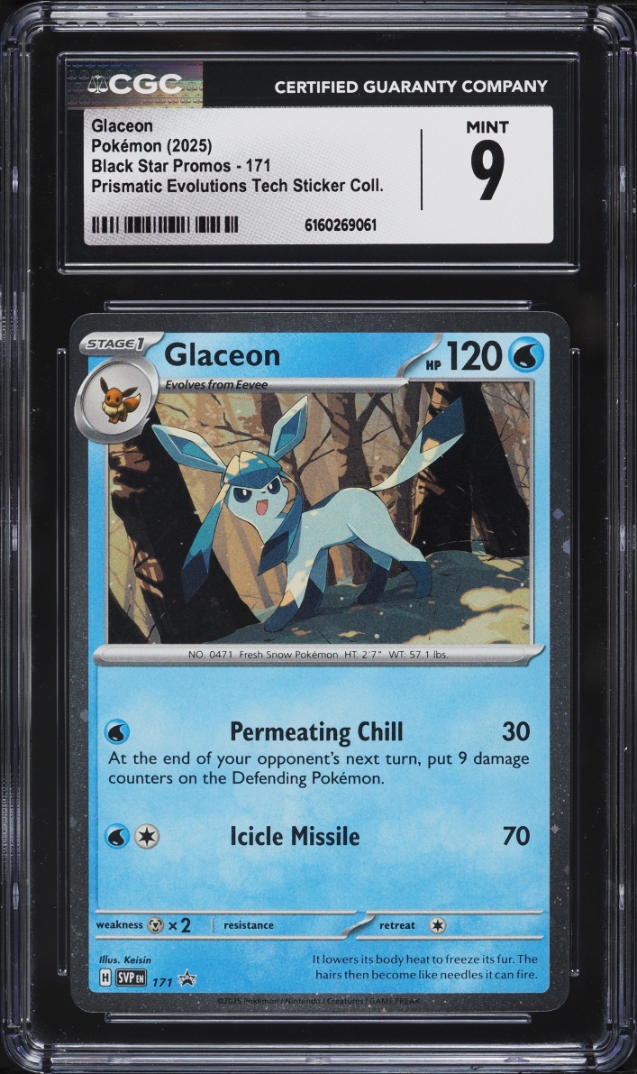 2025 Pokemon Scarlet & Violet Promo Prismatic Evolution Tech Sticker Coll. Glaceon #171 CGC 9