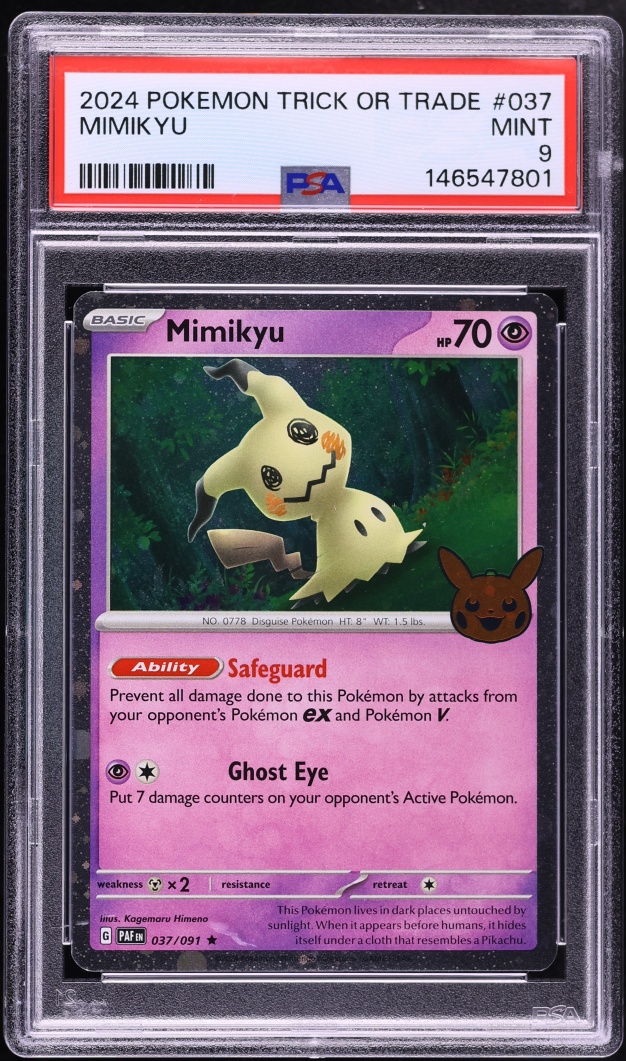 2024 Pokemon Scarlet & Violet Paldean Fates Trick Or Trade Mimikyu #37 PSA 9 MINT