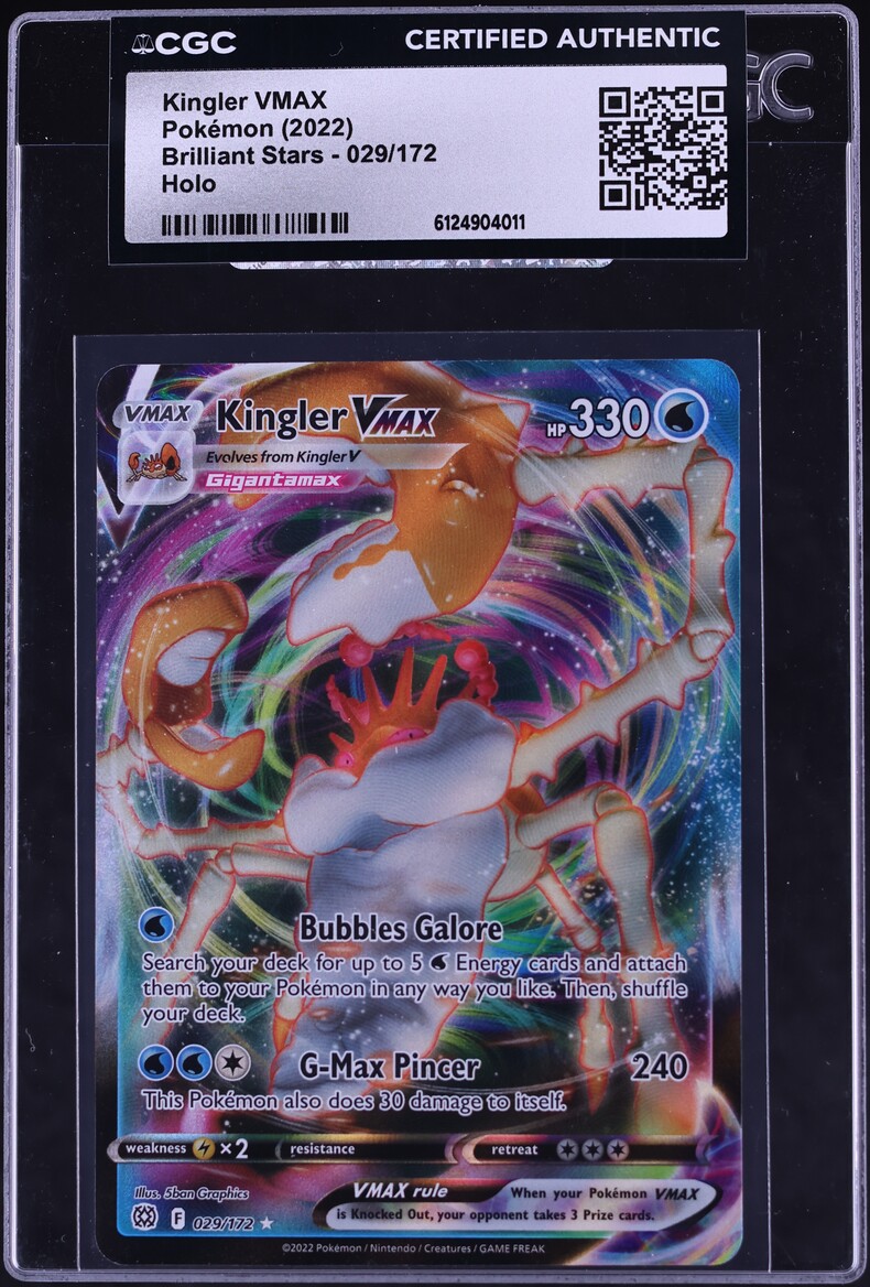 2022 Pokemon Sword & Shield Brilliant Stars Full Art Kingler VMAX #29 CGC AUTH