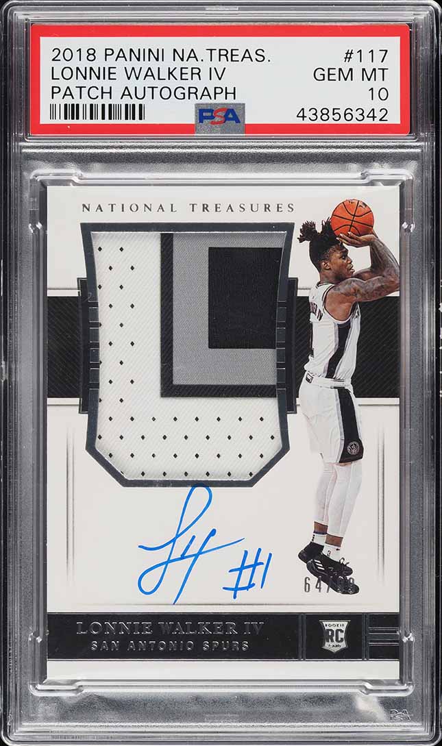 2018 National Treasures Lonnie Walker IV ROOKIE PATCH AUTO /99 PSA