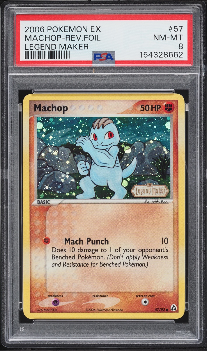 2006 Pokemon EX Legend Maker Reverse Holo Machop #57 PSA 8 NM-MT