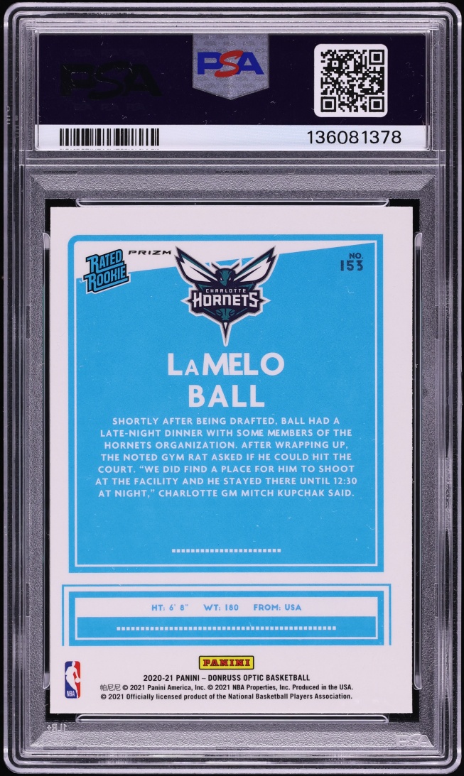 2020 Donruss Optic Purple Shock LaMelo Ball ROOKIE #153 PSA 10 GEM MINT