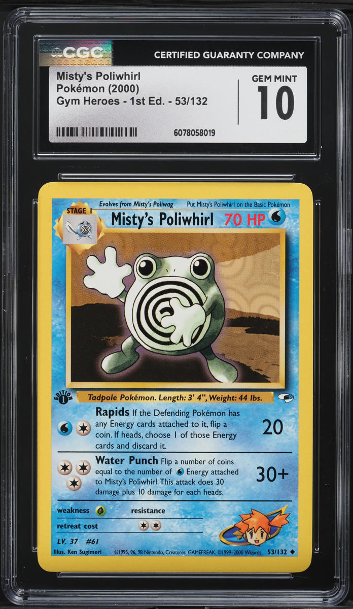 2000 Pokemon Gym Heroes 1st Edition Misty's Poliwhirl #53 CGC 10 GEM MINT