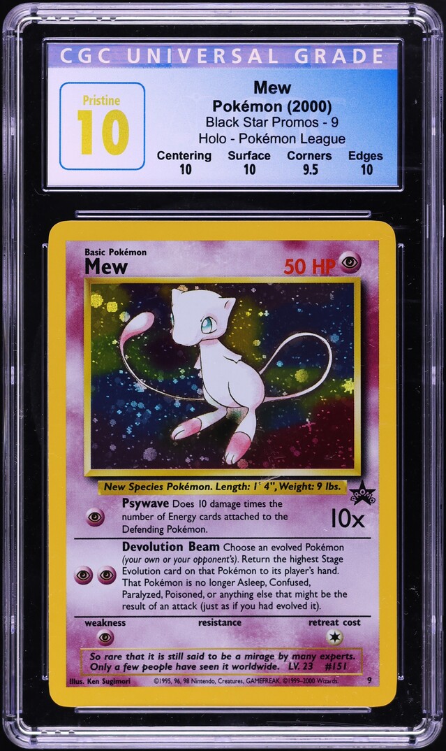 2000 Pokemon League Black Star Promo Holo Mew #9 CGC 10 PRISTINE