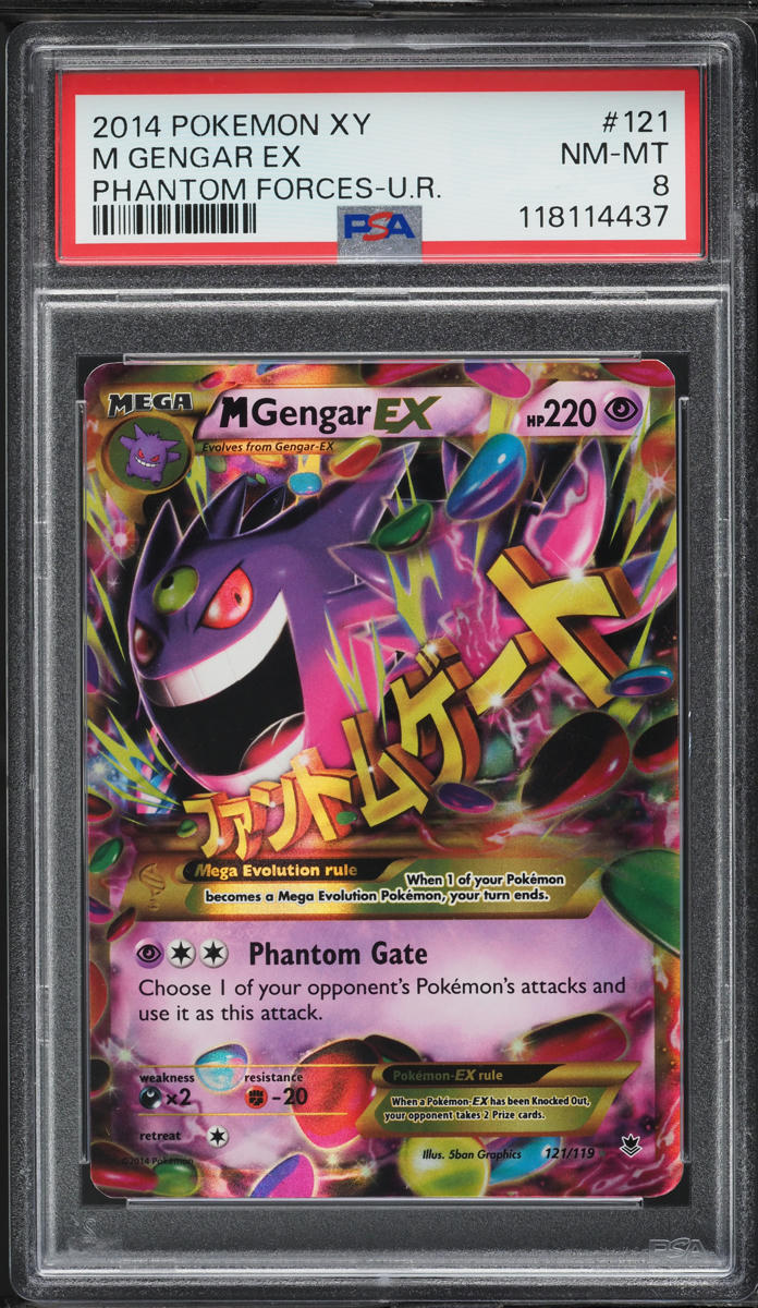 2014 Pokemon XY Phantom Forces Full Art M Gengar EX #121 PSA 8 NM-MT