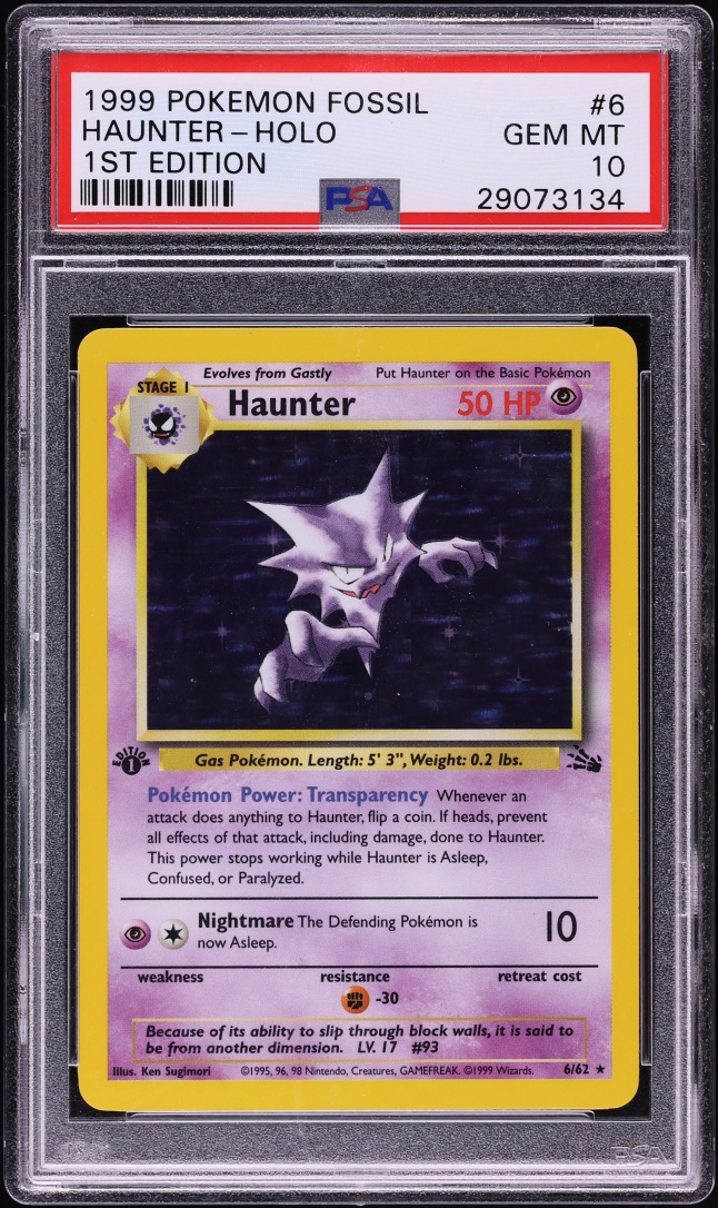 1999 Pokemon Fossil 1st Edition Holo Haunter #6 PSA 10 GEM MINT