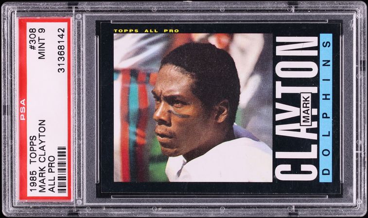 1985 Topps Football Mark Clayton ROOKIE, ALL-PRO #308 PSA 9 MINT