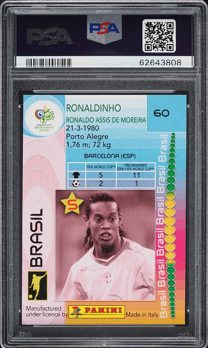 2006 Panini World Cup Germany Ronaldinho #60 PSA 9 MINT