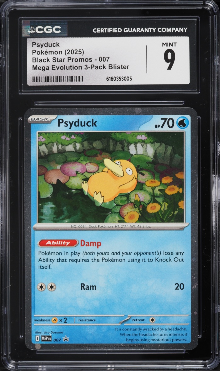 2025 Pokemon Mega Evolution Promo 3 Pack Blister Psyduck #7 CGC 9 MINT
