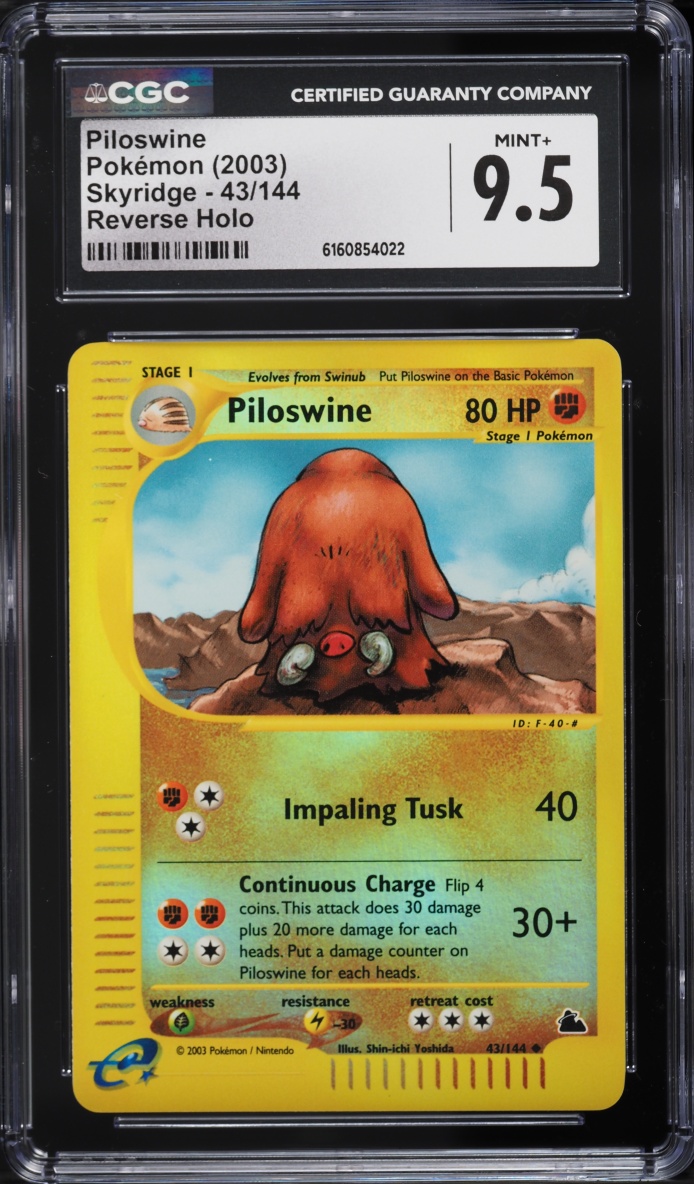 2003 Pokemon Skyridge Reverse Holo Piloswine #43 CGC 9.5 MINT+