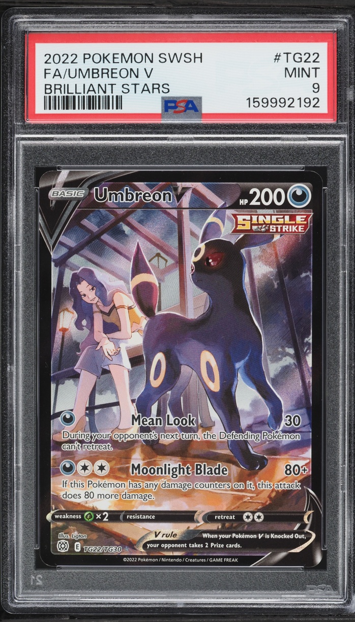 2022 Pokemon Sword & Shield Brilliant Stars Trainer Gallery CHR Umbreon V #TG22 PSA 9 MINT