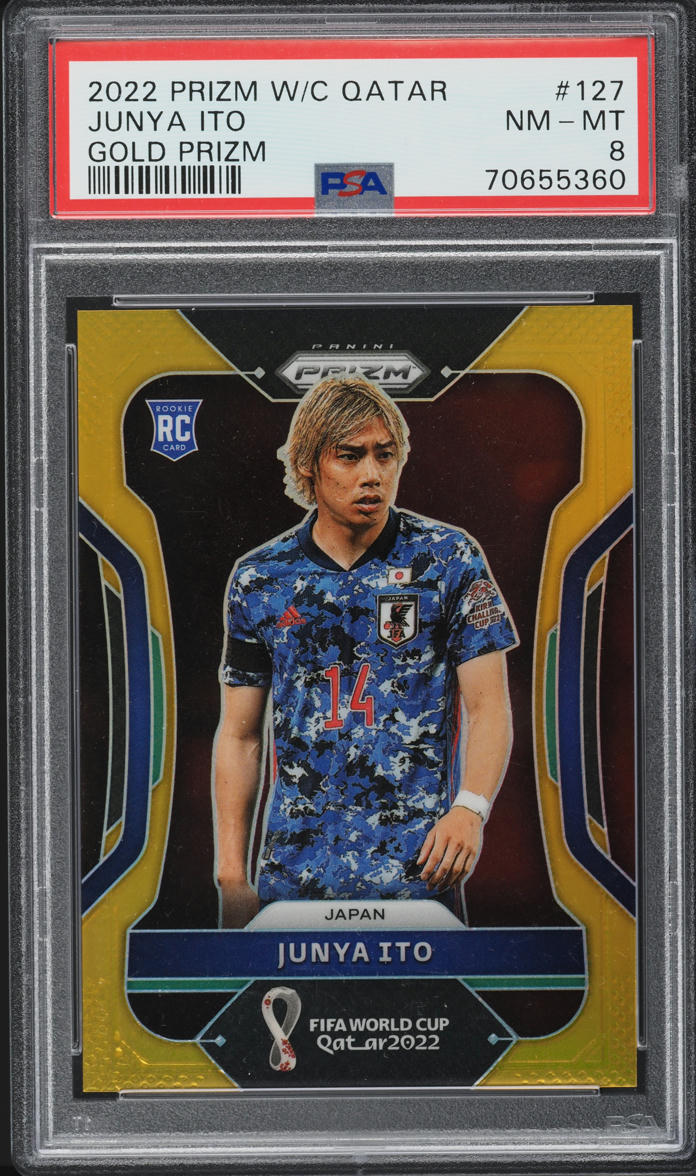 2022 Panini Prizm World Cup Qatar Gold Junya Ito ROOKIE /10 #127 PSA 8 NM-MT