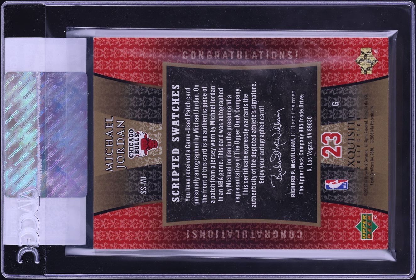 2005 Exquisite Collection Scripted Swatches Michael Jordan PATCH AUTO /25 #SS-MJ CGC AUTH