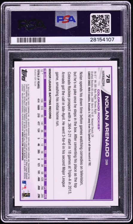 2013 Topps Chrome Orange Refractor Nolan Arenado ROOKIE #78 PSA 10 GEM MINT - Photo 2