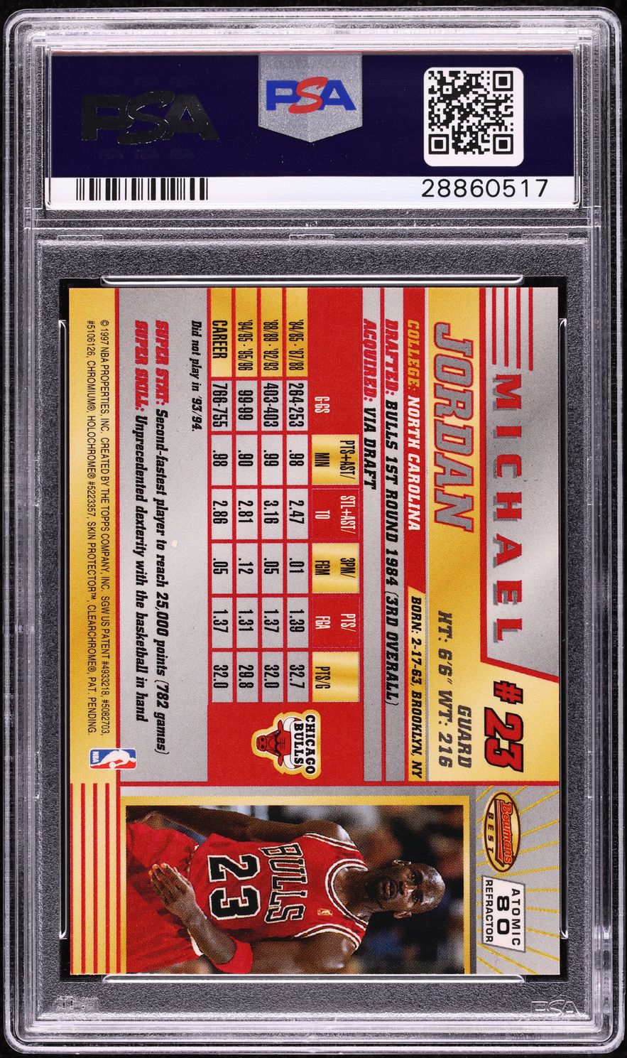 1996 Bowman's Best Atomic Refractor Michael Jordan #80 PSA 10 GEM MINT