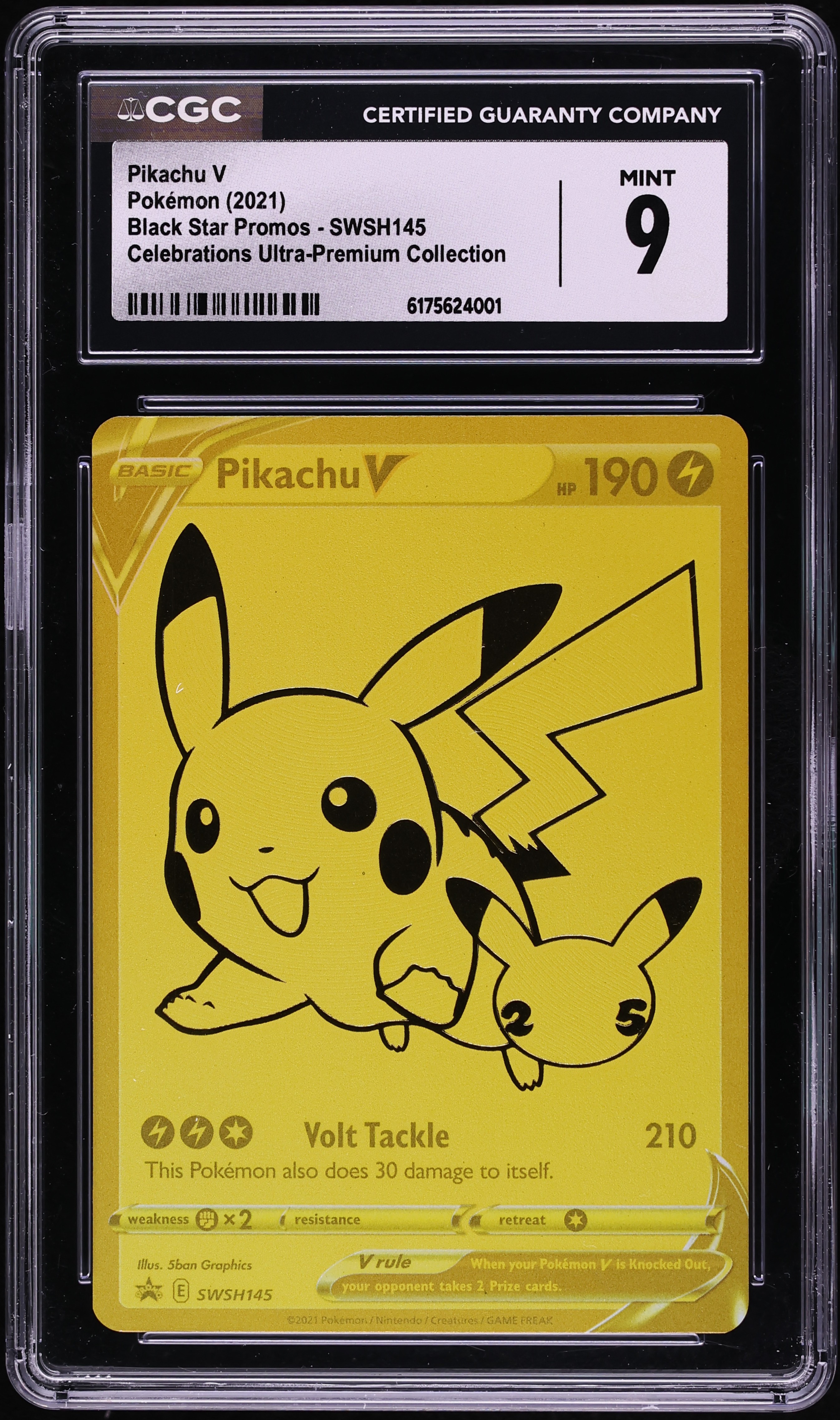 2021 Pokemon SWSH Promo Celebrations Ultra Premium Full Art Pikachu V #SWSH145 CGC 9 MINT