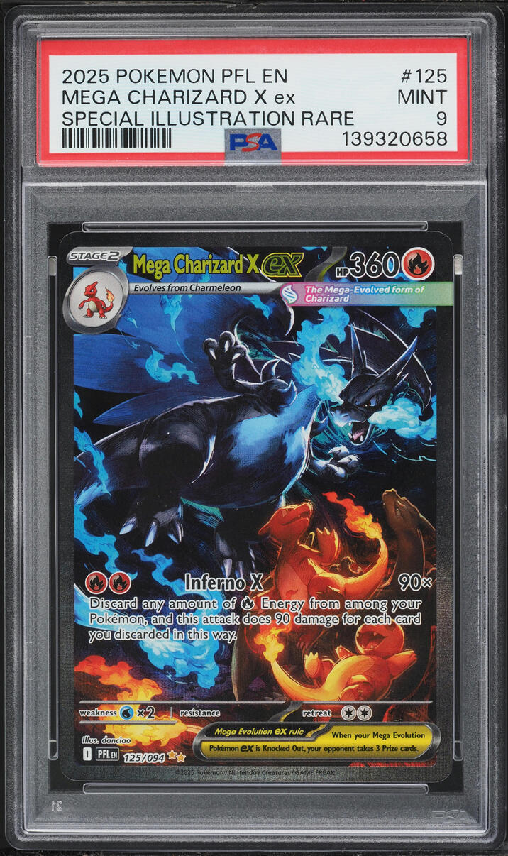 2025 Pokemon Mega Evolution Phantasmal Flames SIR Mega Charizard X Ex #125 PSA 9 MINT