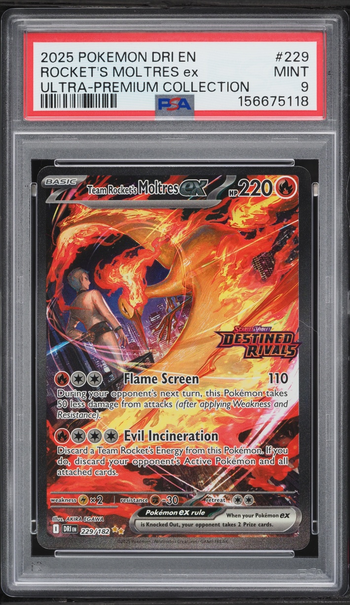 2025 Pokemon SV Destined Rivals Ultra Premium SIR Team Rocket's Moltres Ex #229 PSA 9 MINT