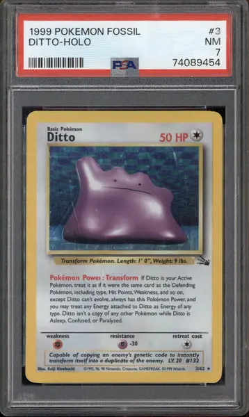 1999 Pokemon Fossil #3 Ditto Holo PSA 7