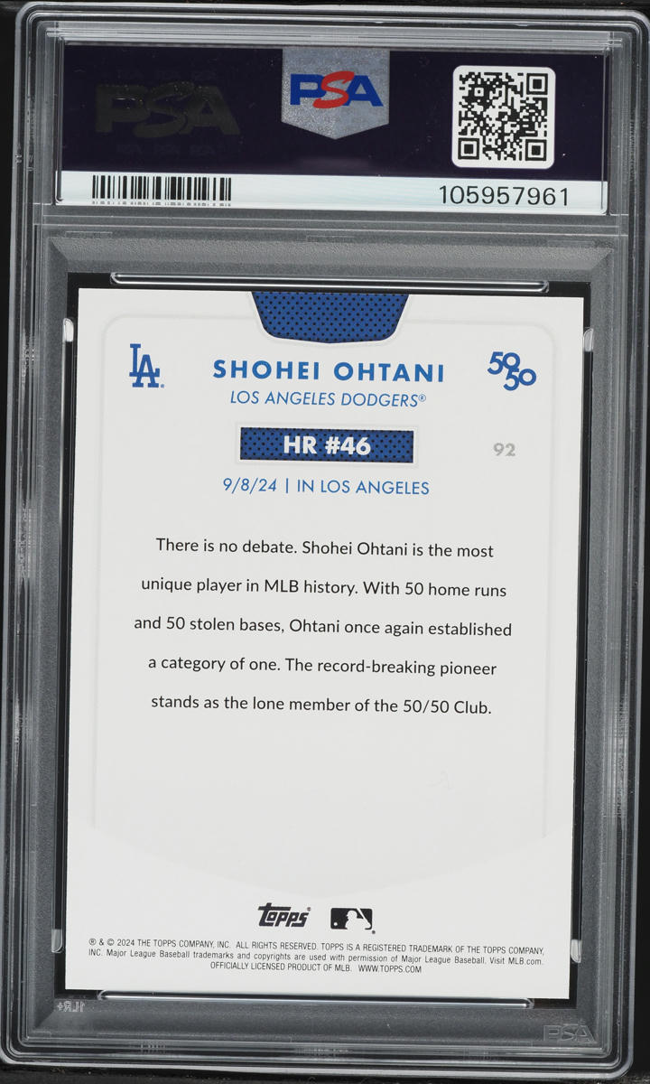 2024 Topps 50/50 Shohei Ohtani #92 PSA 10 GEM MINT