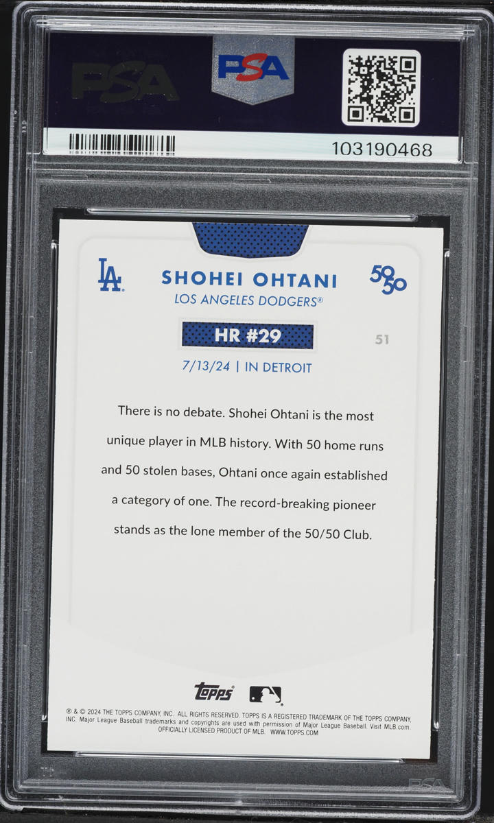 2024 Topps 50/50 Shohei Ohtani #51 PSA 8 NM-MT