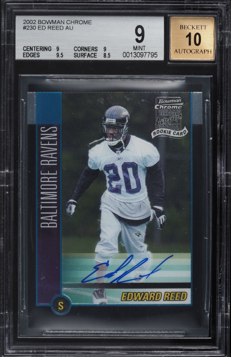 2002 Bowman Chrome Ed Reed ROOKIE AUTO #230 BGS 9 MINT