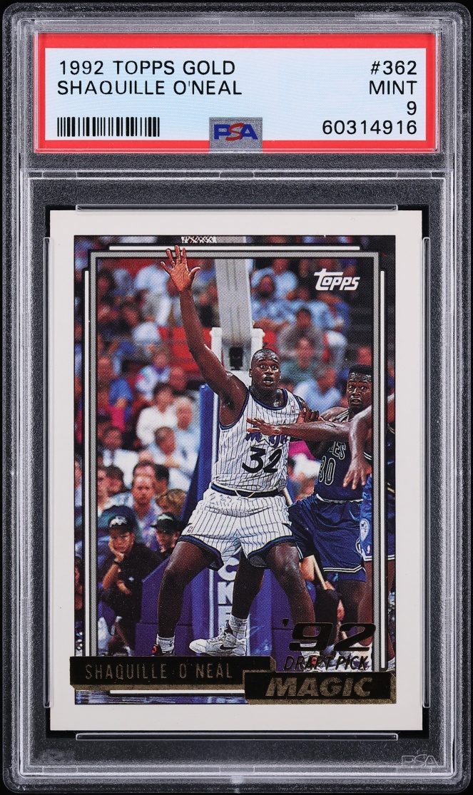 1992 Topps Gold Shaquille O'Neal ROOKIE #362 PSA 9 MINT