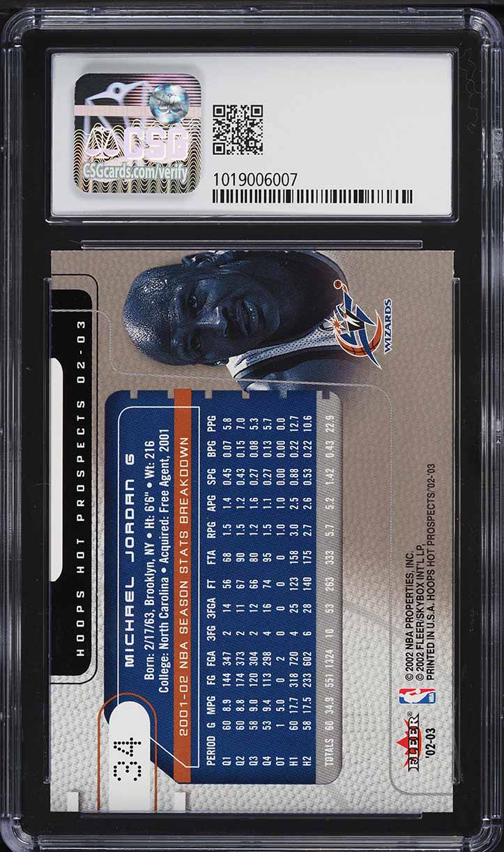 2002 Hoops Hot Prospects Michael Jordan #34 CSG 9.5 GEM MINT