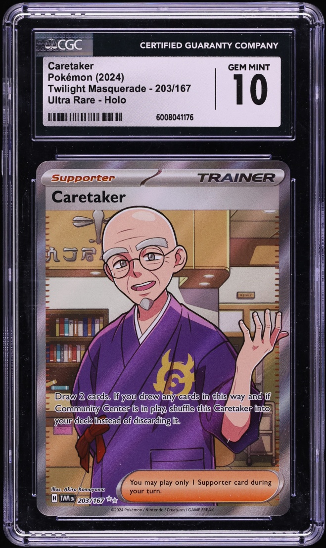 2024 Pokemon Scarlet & Violet Twilight Masquerade Full Art Caretaker #203 CGC 10 GEM MINT