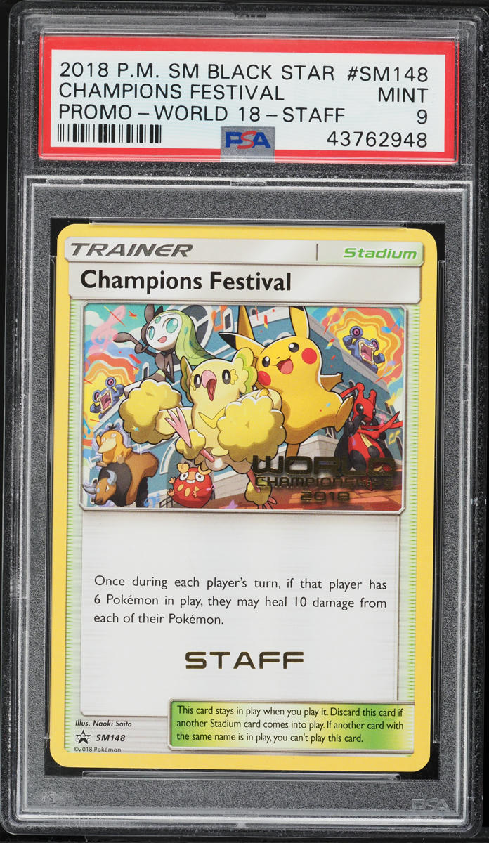2018 Pokemon Sun & Moon Black Star Promo World '18 Staff Champions Festival #SM148 PSA 9 MINT