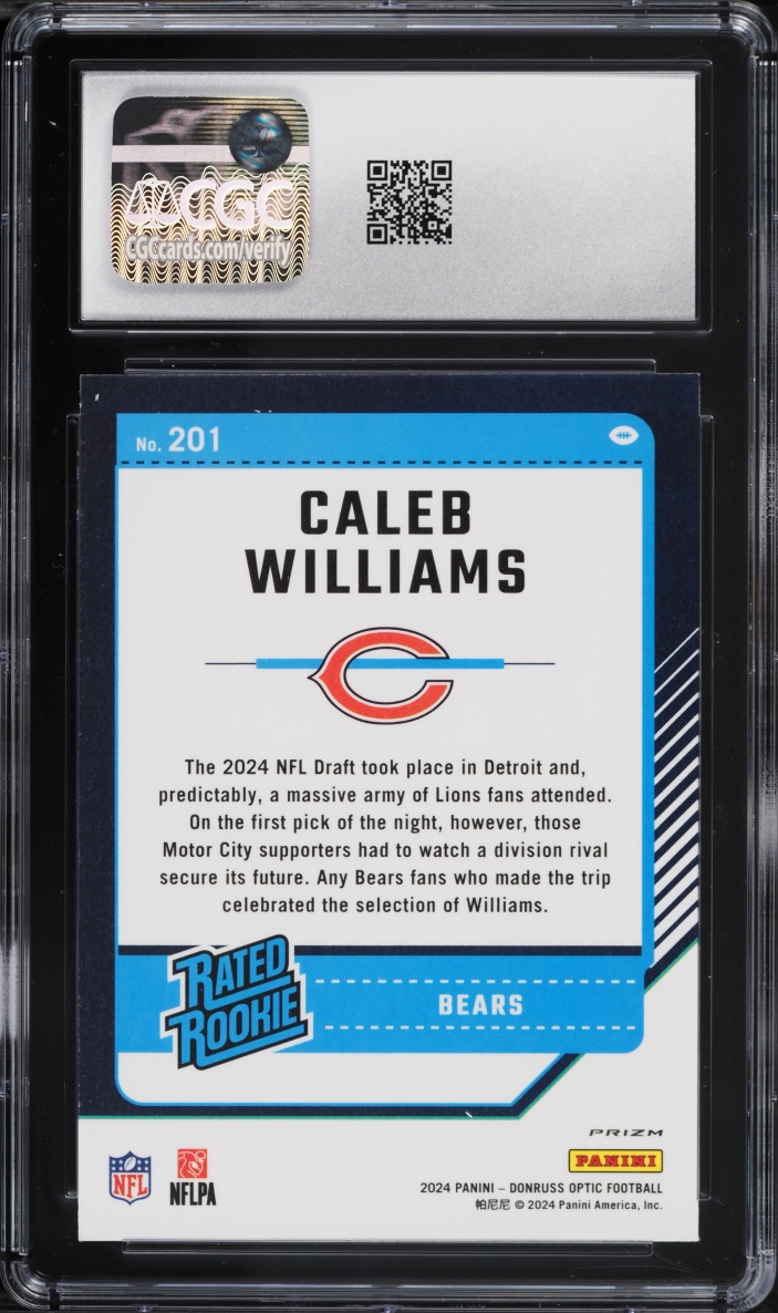 2024 Donruss Optic Holo Caleb Williams ROOKIE #201 CGC 9.5 MINT+