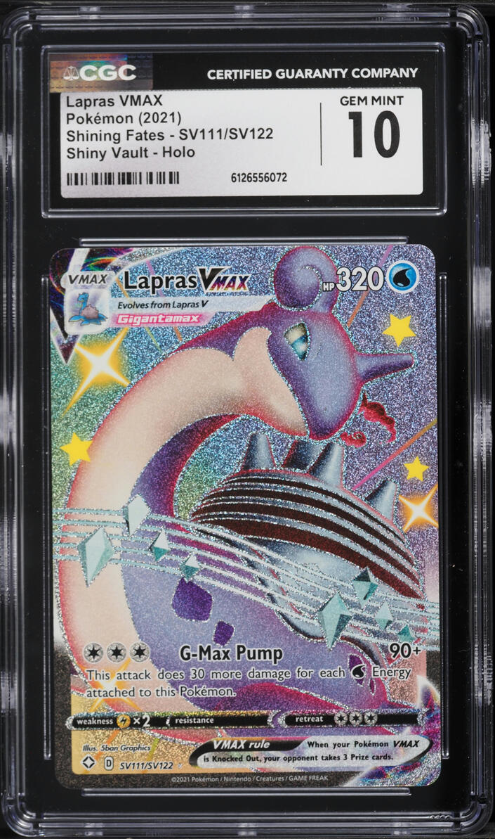 2021 Pokemon Sword & Shield Shining Fates Shiny Vault Full Art Lapras VMAX #SV111 CGC 10 GEM