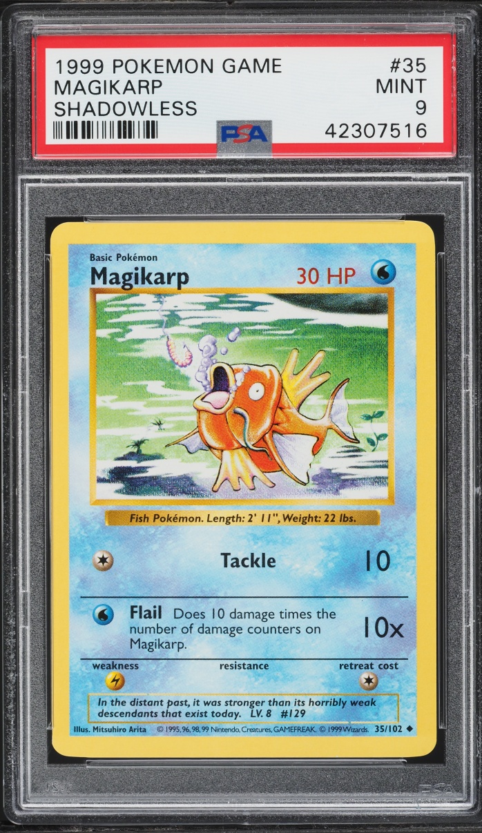 1999 Pokemon Base Set Shadowless Magikarp #35 PSA 9 MINT