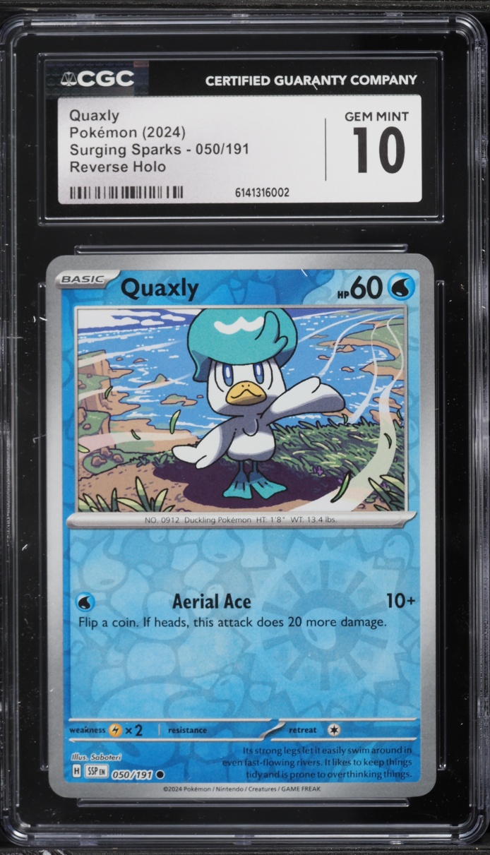 2024 Pokemon Scarlet & Violet Surging Sparks Reverse Holo Quaxly #50 CGC 10 GEM MINT