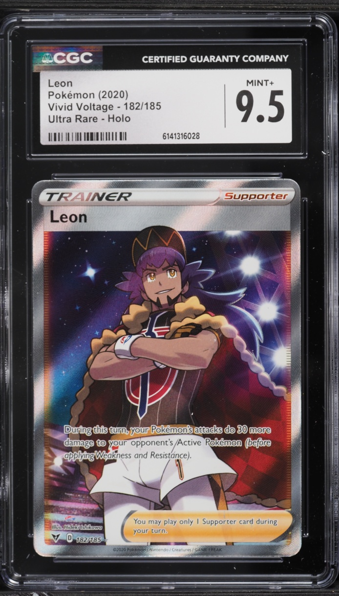 2020 Pokemon Sword & Shield Vivid Voltage Full Art Leon #182 CGC 9.5 MINT+