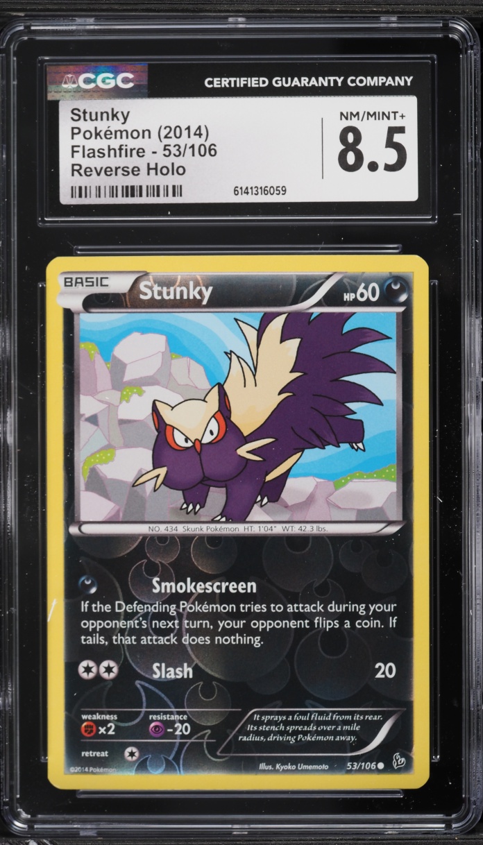 2014 Pokemon XY Flashfire Reverse Holo Stunky #53 CGC 8.5 NM-MT+
