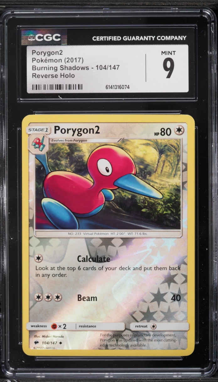 2017 Pokemon Burning Shadows Reverse Holo Porygon2 #104 CGC 9 MINT