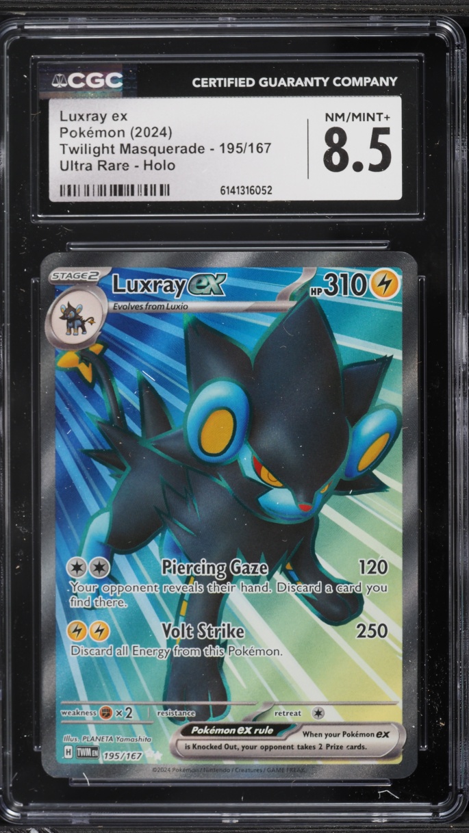 2024 Pokemon Scarlet & Violet Twilight Masquerade Full Art Luxray ex #195 CGC 8.5 NM-MT+