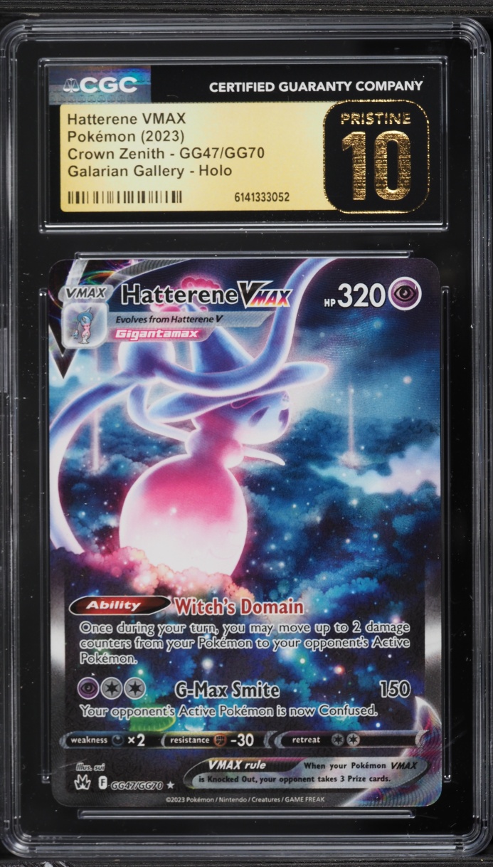 2023 Pokemon Sword & Shield Crown Zenith Alt Art Hatterene VMAX #GG47 CGC 10 PRISTINE