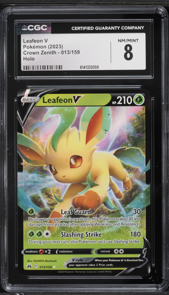 2023 Pokemon Sword & Shield Crown Zenith Leafeon V #13 CGC 8 NM-MT