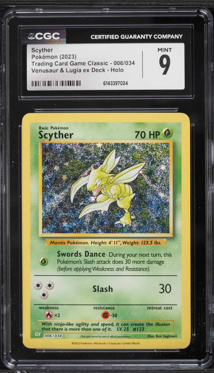 2023 Pokemon TCG Classic Collection Holo Scyther #6 CGC 9 MINT