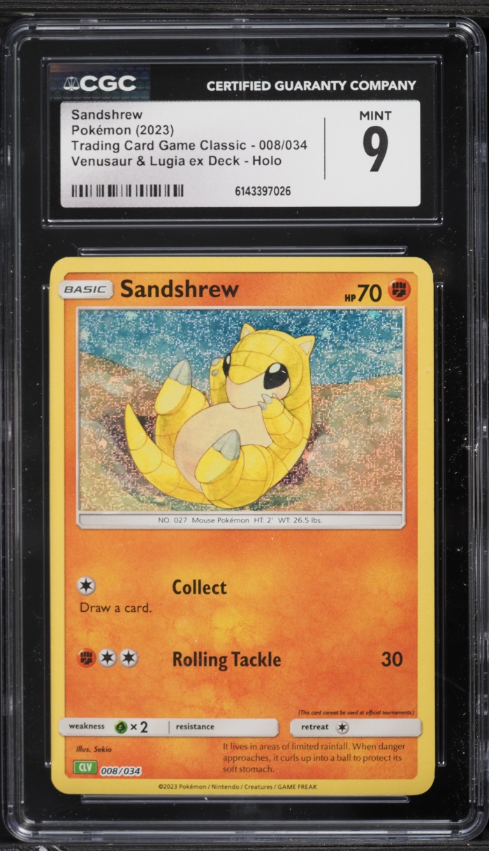 2023 Pokemon TCG Classic Collection Holo Sandshrew #8 CGC 9 MINT