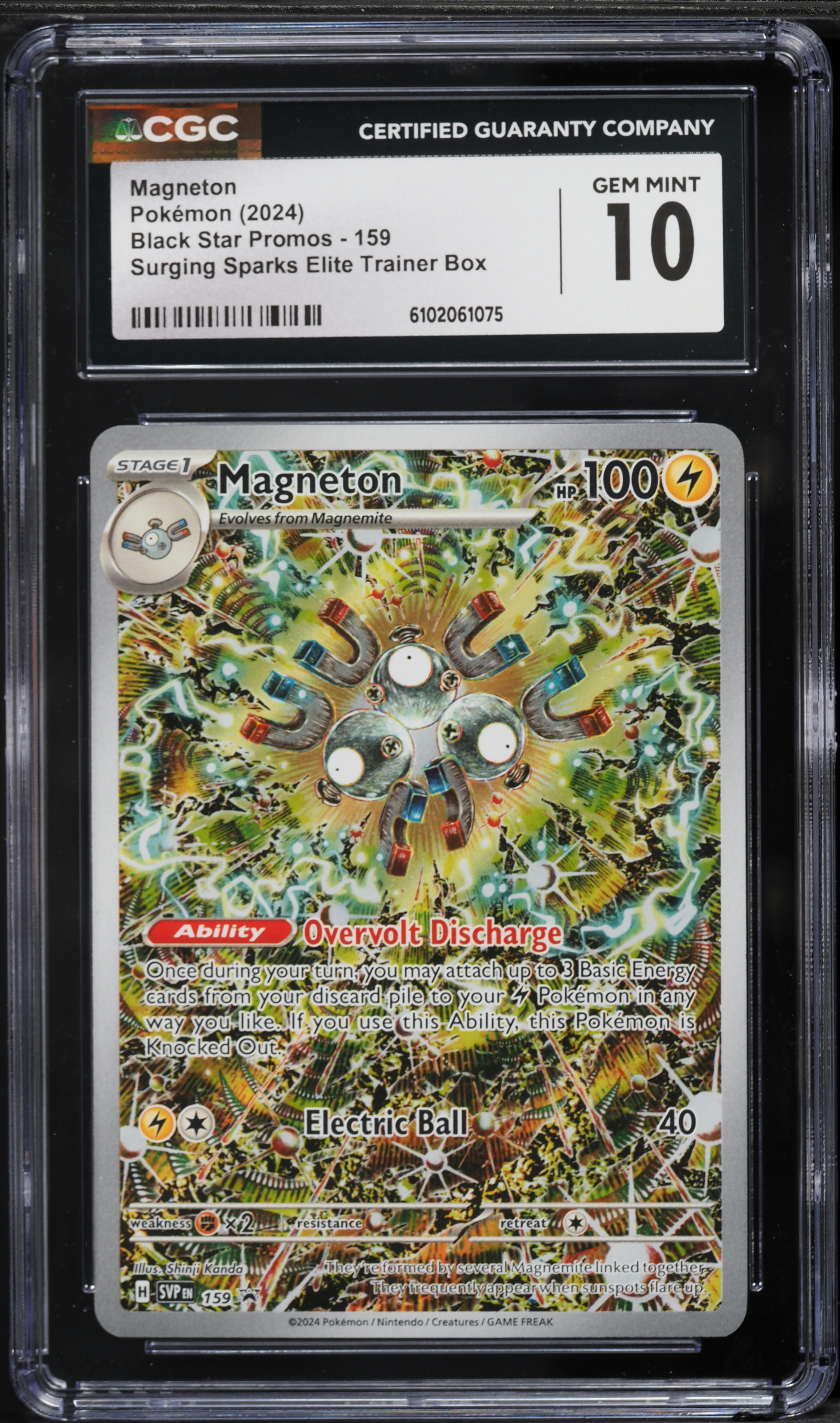 2024 Pokemon Scarlet & Violet Promo Surging Sparks ETB Full Art Magneton #159 CGC 10 GEM MINT